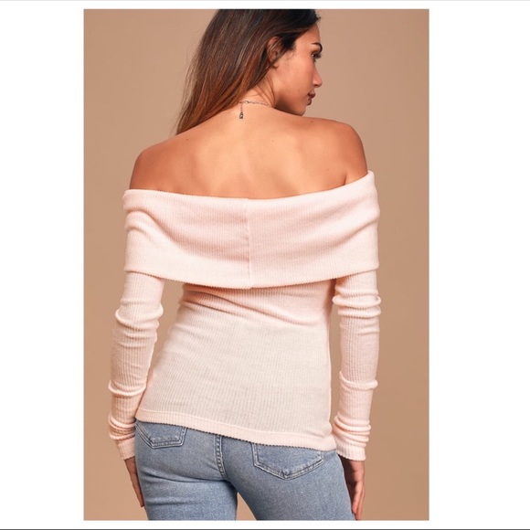 FREE PEOPLE SWEATER BOHO PULLOVER COZY OFF THE SHOULDERS BLUSH PINK TOP A3C - Picture 2 of 16